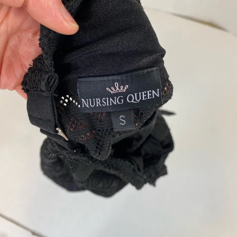 Nursing Queen breastfeeding maternity swimsuit top black small - Picture 4 of 6